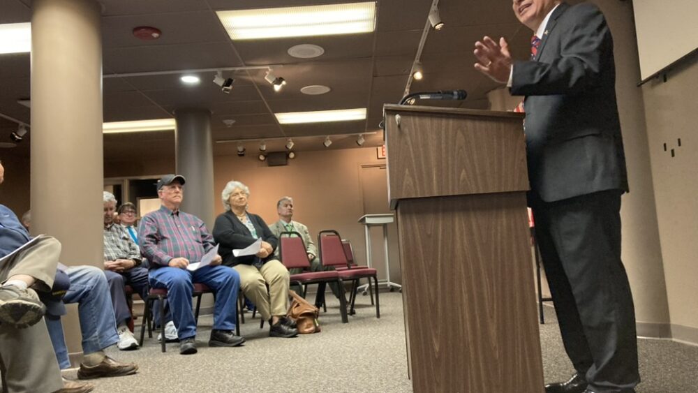 History teacher Mike Burgess speaks at the Relic Room in 2024 image